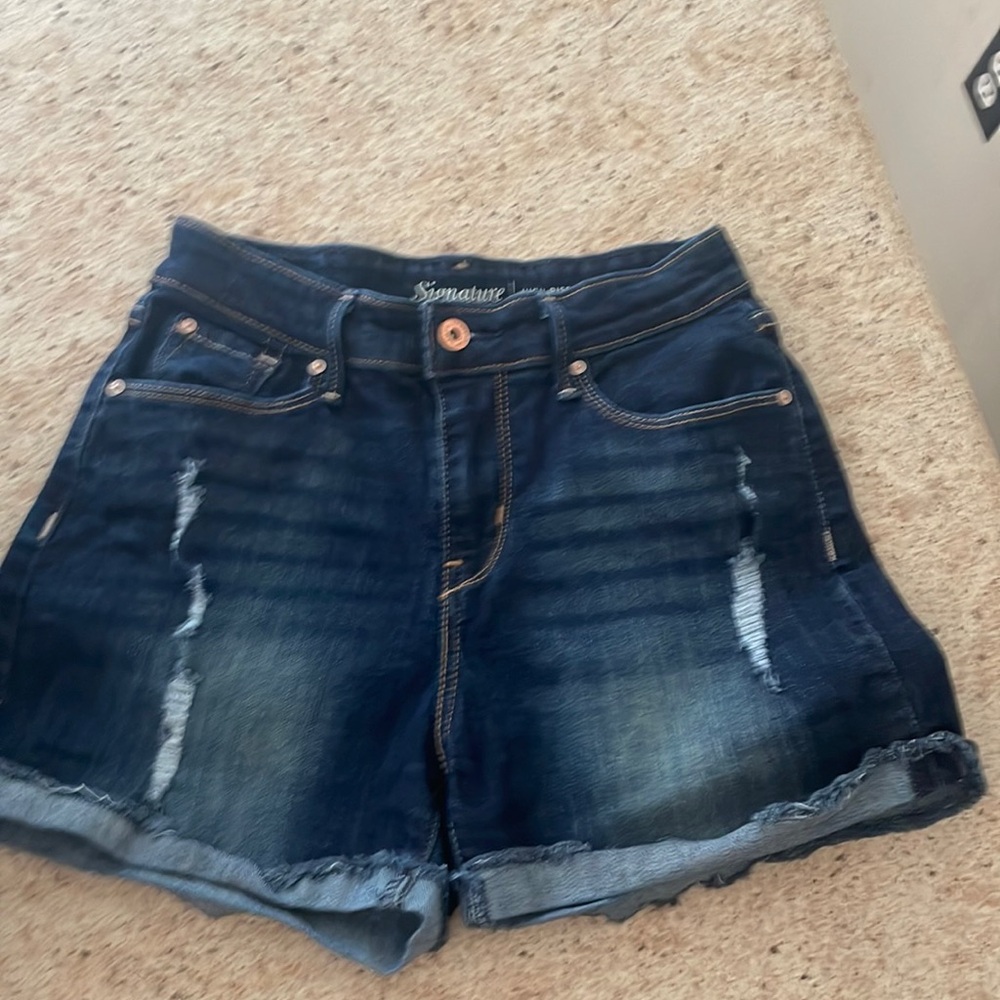 High rise blue jean shorts